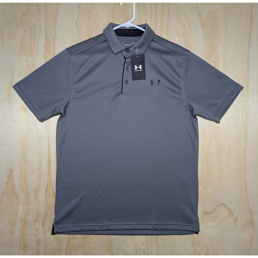 Under Armour Men's Medium Polo Shirt Tech Golf Loose Grey Solid NEW